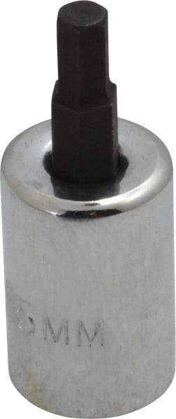 Proto - 3/8" Drive, 5mm Hex Bit Socket - 1-49/64" OAL, 3/4" Bit Length - USA Tool & Supply