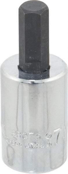 Proto - 3/8" Drive, 7mm Hex Bit Socket - 1-49/64" OAL, 3/4" Bit Length - USA Tool & Supply
