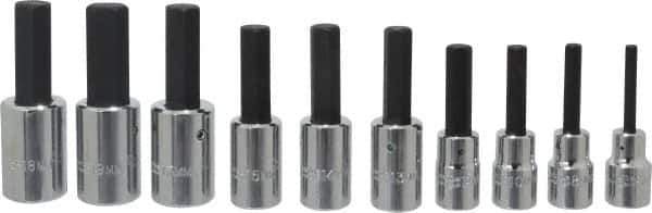 Proto - 10 Piece 1/2" Drive Metric Hex Bit Socket Set - 6 to 19mm Hex - USA Tool & Supply