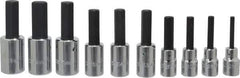 Proto - 10 Piece 1/2" Drive Metric Hex Bit Socket Set - 6 to 19mm Hex - USA Tool & Supply