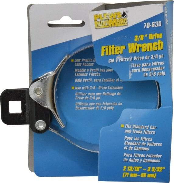 Plews - 2-13/16 to 3-5/32" Diam, Small Ratchet Oil Filter Wrench - Steel, For Use with Filters from 2-13/16 to 3-5/32" - USA Tool & Supply