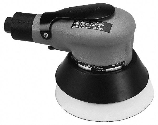 Sioux Tools - 10,000 OPM, 20 CFM Air Consumption, Palm Air Orbital Sander - Round Pad, 1/4 NPT Inlet - USA Tool & Supply