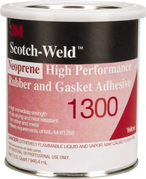 3M - 32 oz Can Yellow Butyl Rubber Gasket Sealant - 300°F Max Operating Temp, 4 min Tack Free Dry Time, Series 1300 - USA Tool & Supply