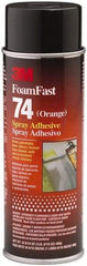 3M - 24 oz Aerosol Orange Spray Adhesive - High Tack, 170°F Heat Resistance, 40 Sq Ft Coverage, Medium Strength Bond, 15 min Max Bonding Time, Flammable, Series 74 - USA Tool & Supply