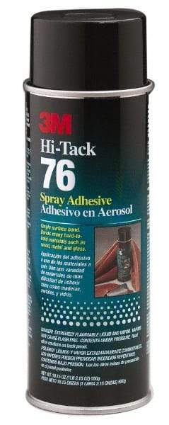 3M - 24 oz Aerosol Clear Spray Adhesive - High Tack, 160°F Heat Resistance, 28 Sq Ft Coverage, High Strength Bond, 10 min Max Bonding Time, Flammable, Series High-Tack 76 - USA Tool & Supply