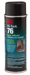 3M - 24 oz Aerosol Clear Spray Adhesive - High Tack, 160°F Heat Resistance, 28 Sq Ft Coverage, High Strength Bond, 10 min Max Bonding Time, Flammable, Series High-Tack 76 - USA Tool & Supply