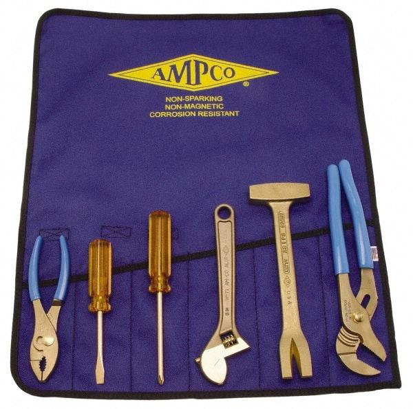 Ampco - 6 Piece Nonsparking Tool Set - Comes in Tool Roll - USA Tool & Supply