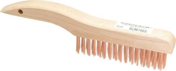 Ampco - 4 Rows x 16 Columns Bronze Shoe Handle Wire Brush - 10" OAL, 1-1/8" Trim Length, Wood Shoe Handle - USA Tool & Supply