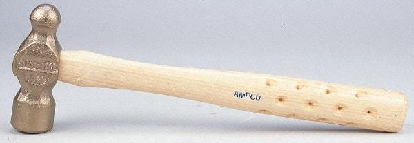 Ampco - 1-1/2 Lb Head Bronze Nonsparking Ball Pein Hammer - Hickory Handle - USA Tool & Supply