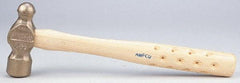 Ampco - 2 Lb Head Bronze Nonsparking Ball Pein Hammer - Hickory Handle - USA Tool & Supply