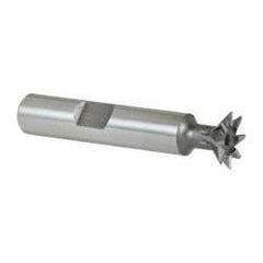 Keo - 1/2" Diam x 1/8" Width of Cut, 45° Included Angle, High Speed Steel Dovetail Cutter - 3/8" Shank Diam, 1-11/16" Shank Length, 2-1/8" Overall Length, Weldon Flat, Uncoated - USA Tool & Supply