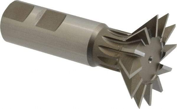 Keo - 1-7/8" Diam x 1/2" Width of Cut, 45° Included Angle, High Speed Steel Dovetail Cutter - 7/8" Shank Diam, 2-1/32" Shank Length, 3-1/4" Overall Length, Weldon Flat, Uncoated - USA Tool & Supply