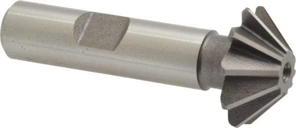 Keo - 1" Diam x 5/16" Width of Cut, 45° Included Angle, Shank Connection, High Speed Steel Single Angle Cutter - 1/2" Shank Diam, 2-1/2" Overall Length, Right Hand Cut, Uncoated - USA Tool & Supply