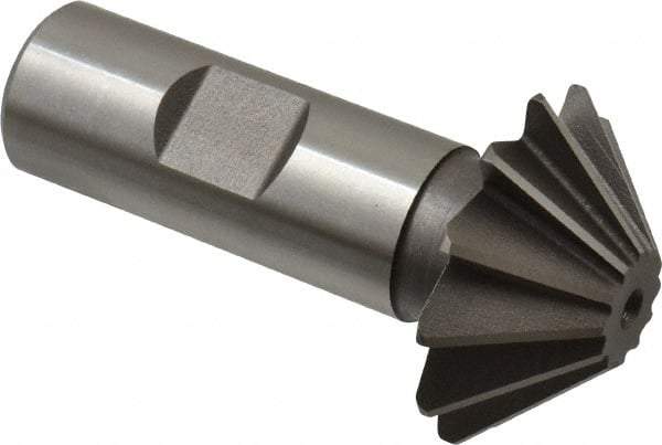 Keo - 1-1/2" Diam x 1/2" Width of Cut, 45° Included Angle, Shank Connection, High Speed Steel Single Angle Cutter - 3/4" Shank Diam, 2-3/4" Overall Length, Right Hand Cut, Uncoated - USA Tool & Supply