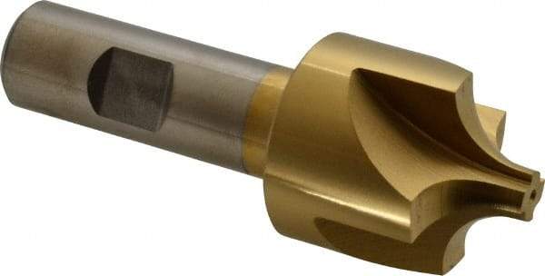 Keo - 7/16" Radius, 1-3/8" Mill Diam, 4 Flute High Speed Steel Corner Rounding End Mill - Single End, TiN Finish, 3/8" Tip Diam, 3-3/4" OAL, 3/4" Shank Diam - USA Tool & Supply