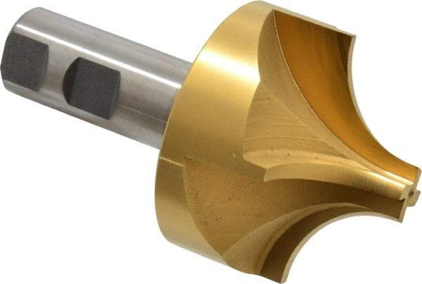 Keo - 1" Radius, 2-3/4" Mill Diam, 4 Flute High Speed Steel Corner Rounding End Mill - Single End, TiN Finish, 5/8" Tip Diam, 4-3/4" OAL, 1" Shank Diam - USA Tool & Supply
