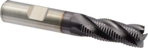 Niagara Cutter - 1/2" Diam, Fine Pitch, 1-1/4" LOC, 4 Flute Cobalt Roughing Square End Mill - TiAlN Finish, 3-1/4" OAL, 1/2" Shank Diam, Single End, Centercutting, 30° Helix - USA Tool & Supply