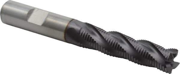 Niagara Cutter - 1/2" Diam, Fine Pitch, 2" LOC, 4 Flute Cobalt Roughing Square End Mill - TiAlN Finish, 4" OAL, 1/2" Shank Diam, Single End, Centercutting, 30° Helix - USA Tool & Supply