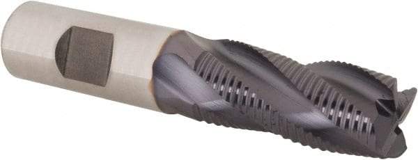 Niagara Cutter - 3/4" Diam, Fine Pitch, 1-5/8" LOC, 4 Flute Cobalt Roughing Square End Mill - TiAlN Finish, 3-7/8" OAL, 3/4" Shank Diam, Single End, Centercutting, 30° Helix - USA Tool & Supply