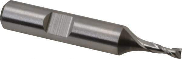 Niagara Cutter - 1/8", 3/8" LOC, 3/8" Shank Diam, 2-5/16" OAL, 2 Flute, Cobalt Square End Mill - Single End, Uncoated, Spiral Flute, 30° Helix, Centercutting, Right Hand Cut, Right Hand Flute, Series SP205 - USA Tool & Supply