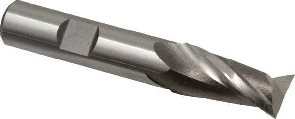 Niagara Cutter - 9/16", 1-1/8" LOC, 1/2" Shank Diam, 3-1/8" OAL, 2 Flute, Cobalt Square End Mill - Single End, Uncoated, Spiral Flute, 30° Helix, Centercutting, Right Hand Cut, Right Hand Flute, Series SP205 - USA Tool & Supply