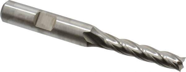 Niagara Cutter - 1/4", 1-1/4" LOC, 3/8" Shank Diam, 3-1/16" OAL, 4 Flute, Cobalt Square End Mill - Single End, Uncoated, Spiral Flute, 30° Helix, Centercutting, Right Hand Cut, Right Hand Flute, Series SPC408 - USA Tool & Supply
