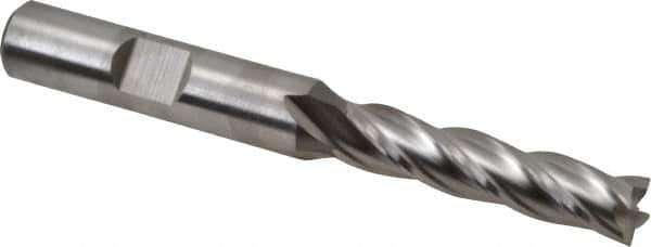 Niagara Cutter - 5/16", 1-3/8" LOC, 3/8" Shank Diam, 3-1/8" OAL, 4 Flute, Cobalt Square End Mill - Single End, Uncoated, Spiral Flute, 30° Helix, Centercutting, Right Hand Cut, Right Hand Flute, Series SPC408 - USA Tool & Supply