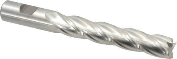 Niagara Cutter - 3/4", 4" LOC, 3/4" Shank Diam, 6-1/4" OAL, 4 Flute, Cobalt Square End Mill - Single End, Uncoated, Spiral Flute, 30° Helix, Centercutting, Right Hand Cut, Right Hand Flute, Series SPC408 - USA Tool & Supply