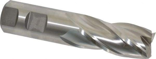 Niagara Cutter - 1", 2" LOC, 1" Shank Diam, 4-1/2" OAL, 4 Flute, Cobalt Square End Mill - Single End, Uncoated, Spiral Flute, 30° Helix, Centercutting, Right Hand Cut, Right Hand Flute, Series SPC408 - USA Tool & Supply
