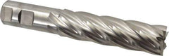 Niagara Cutter - 1-1/8", 4" LOC, 1" Shank Diam, 6-1/2" OAL, 6 Flute, Cobalt Square End Mill - Single End, Uncoated, Spiral Flute, 30° Helix, Centercutting, Right Hand Cut, Right Hand Flute, Series SPC408 - USA Tool & Supply