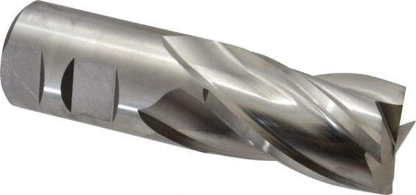 Niagara Cutter - 1-1/4", 2" LOC, 1-1/4" Shank Diam, 4-1/2" OAL, 4 Flute, Cobalt Square End Mill - Single End, Uncoated, Spiral Flute, 30° Helix, Centercutting, Right Hand Cut, Right Hand Flute, Series SPC408 - USA Tool & Supply