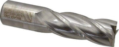 Niagara Cutter - 1-1/4", 3" LOC, 1-1/4" Shank Diam, 5-1/2" OAL, 4 Flute, Cobalt Square End Mill - Single End, Uncoated, Spiral Flute, 30° Helix, Centercutting, Right Hand Cut, Right Hand Flute, Series SPC408 - USA Tool & Supply
