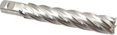 Niagara Cutter - 1-1/2", 8" LOC, 1-1/4" Shank Diam, 10-1/2" OAL, 6 Flute, Cobalt Square End Mill - Single End, Uncoated, Spiral Flute, 30° Helix, Centercutting, Right Hand Cut, Right Hand Flute, Series SPC408 - USA Tool & Supply