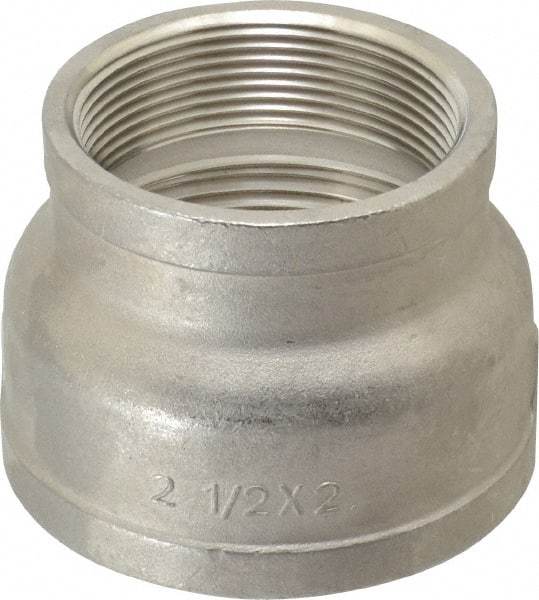 Merit Brass - 2-1/2 x 2" Grade 304 Stainless Steel Pipe Reducer Coupling - FNPT x FNPT End Connections, 150 psi - USA Tool & Supply