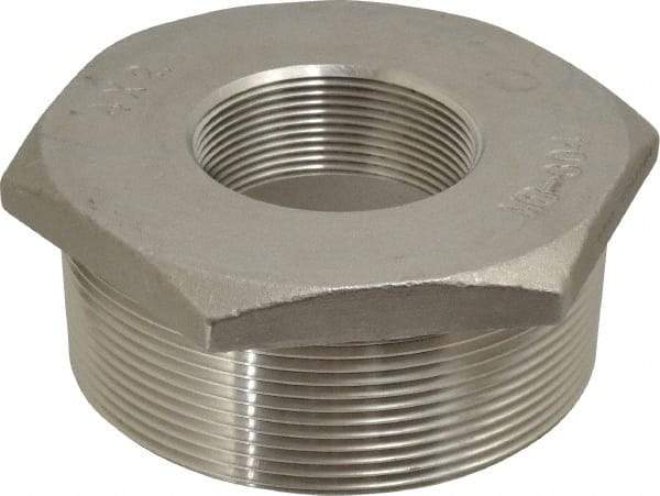 Merit Brass - 4 x 2" Grade 304 Stainless Steel Pipe Hex Bushing - MNPT x FNPT End Connections, 150 psi - USA Tool & Supply