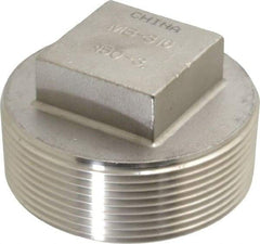 Merit Brass - 3" Grade 316 Stainless Steel Pipe Square Head Plug - MNPT End Connections, 150 psi - USA Tool & Supply
