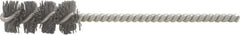 Brush Research Mfg. - 0.309" Diam Helical Nylon Tube Brush - Single Spiral, 0.012" Filament Diam, 1-1/4" Brush Length, 4-1/2" OAL, 1/8" Diam Steel Shank - USA Tool & Supply