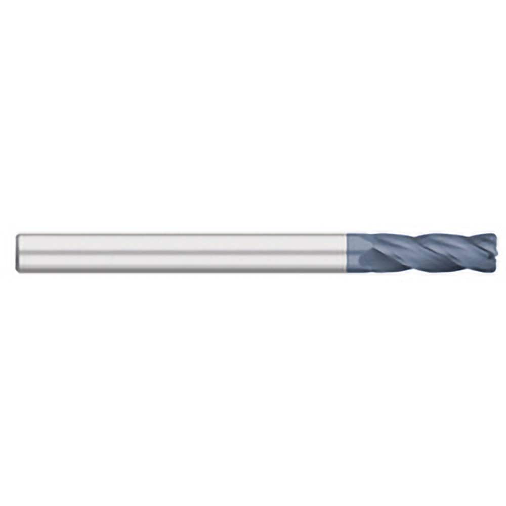 Corner Radius End Mill: 1/4″ Dia, 1-1/2″ LOC, 0.03″ Radius, 4 Flutes, Solid Carbide 6″ OAL, 1/4″ Shank Dia, 30 ° Helix, AlTiN Coated, Corner Radius End, Centercutting