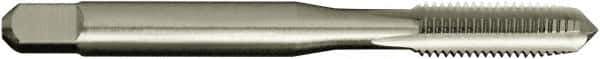Vermont Tap & Die - 1/4-28 UNF 2/3B 4 Flute Bright Finish High Speed Steel Straight Flute Standard Hand Tap - Plug, Left Hand Thread, 2-1/2" OAL, 1" Thread Length, H3 Limit, Oversize - Exact Industrial Supply