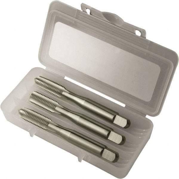 Vermont Tap & Die - M18x2.50 Metric, 4 Flute, Bottoming, Plug & Taper, Bright Finish, High Speed Steel Tap Set - Right Hand Cut, 4-1/32" OAL, 1-13/16" Thread Length, 6H Class of Fit, Series 3105M - USA Tool & Supply