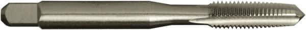 Vermont Tap & Die - #8-32 UNC 2B 4 Flute Bright Finish High Speed Steel Straight Flute Standard Hand Tap - Taper, Left Hand Thread, 53.98mm OAL, 19.05mm Thread Length, H3 Limit, Oversize - Exact Industrial Supply