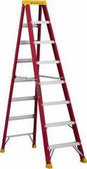 Louisville - 7 Steps, 8' High, Type IA Rating, Fiberglass Step Ladder - USA Tool & Supply
