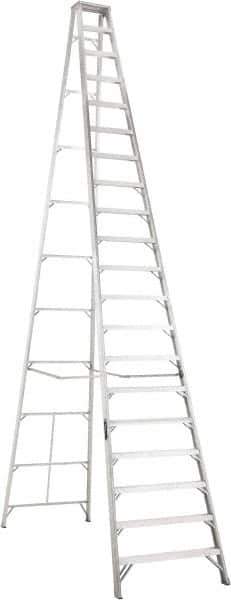 Louisville - 19 Steps, 20' High, Type IA Rating, Aluminum Step Ladder - 300 Lb Capacity, 43-3/4" Base Width - USA Tool & Supply