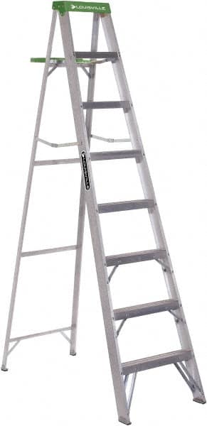 Louisville - 7 Steps, 8' High, Type II Rating, Aluminum Step Ladder - USA Tool & Supply