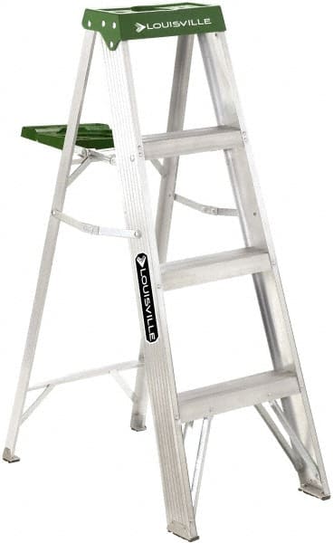 Louisville - 3 Steps, 4' High, Type II Rating, Aluminum Step Ladder - USA Tool & Supply