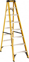 DeWALT - 7 Steps, 8' High, Type I Rating, Fiberglass Step Ladder - USA Tool & Supply