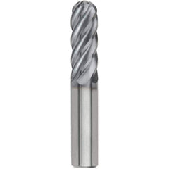 Kennametal - 3/8" Diam, 7/8" LOC, 6 Flute Solid Carbide Ball End Mill - AlTiN Finish, Single End, 2-1/2" OAL, 3/8" Shank Diam, Spiral Flute - USA Tool & Supply