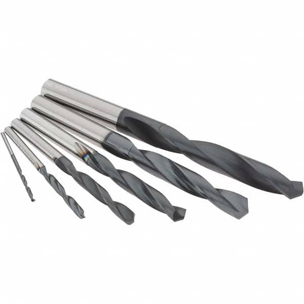 SGS - 1/16 to 3/8", 118° Point, AlTiN Finish, Solid Carbide Jobber Length Drill Bit Set - USA Tool & Supply