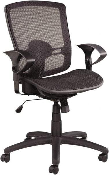 ALERA - 39-3/8" High Mid Back Chair - 25" Wide x 26-1/4" Deep, Mesh Seat, Black - USA Tool & Supply