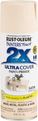 Rust-Oleum - Ivory Silk, Satin, Enamel Spray Paint - 8 Sq Ft per Can, 12 oz Container, Use on Multipurpose - USA Tool & Supply